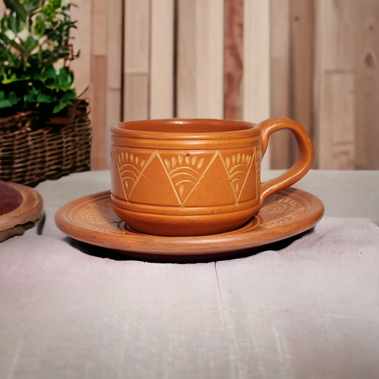 EARTHENWARE CUP AND SAUCER SET (4-6 PCS)