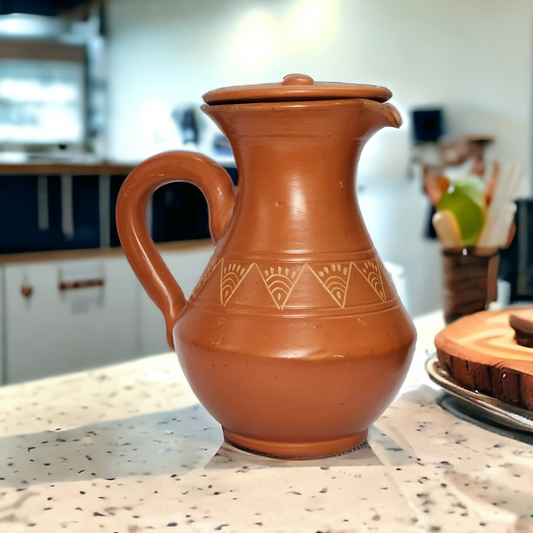 EARTHENWARE JUG WITH LID