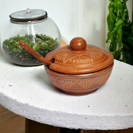 EARTHENWARE SMALL SPICE JAR AND SALT JAR SET (5 PCS)