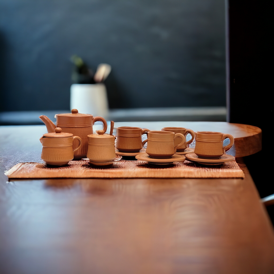 EARTHENWARE TEA SET (15 PCS)